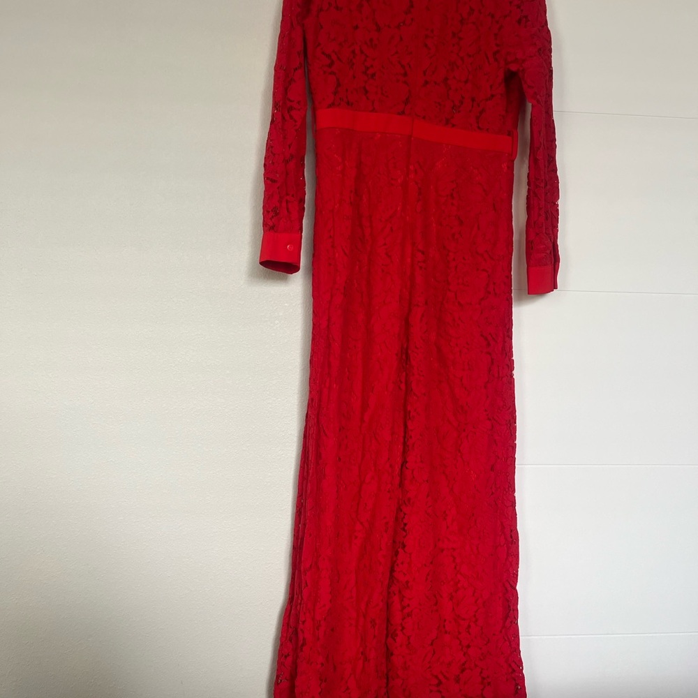 Elegant Red Lace Maxi Dress